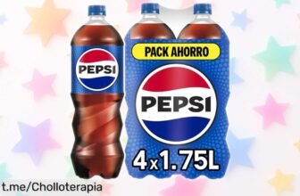 Pack de 12 botellas de Pepsi a precio rebajado: ¡la cola fresquita que no puede faltar en tus quedadas! No te pierdas esta oportunidad única.