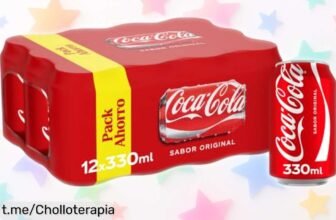 Pack de 12 latas de CocaCola sabor original, la chispa ideal para tus quedadas con amigos a un precio que te hará sonreír; ¡no dejes pasar esta oportunidad única!