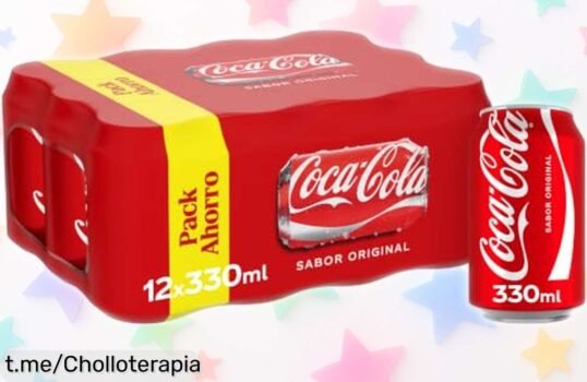Pack de 12 latas de CocaCola sabor original, la chispa ideal para tus quedadas con amigos a un precio que te hará sonreír; ¡no dejes pasar esta oportunidad única!