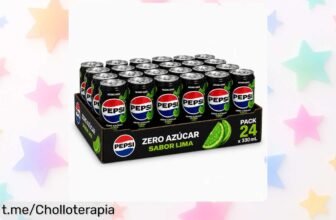 Pack de 24 latas de Pepsi sabor lima Zero azúcar a precio loco: ¡refresca tu día sin culpas! No dejes pasar este chollo irresistible y vive momentos únicos.