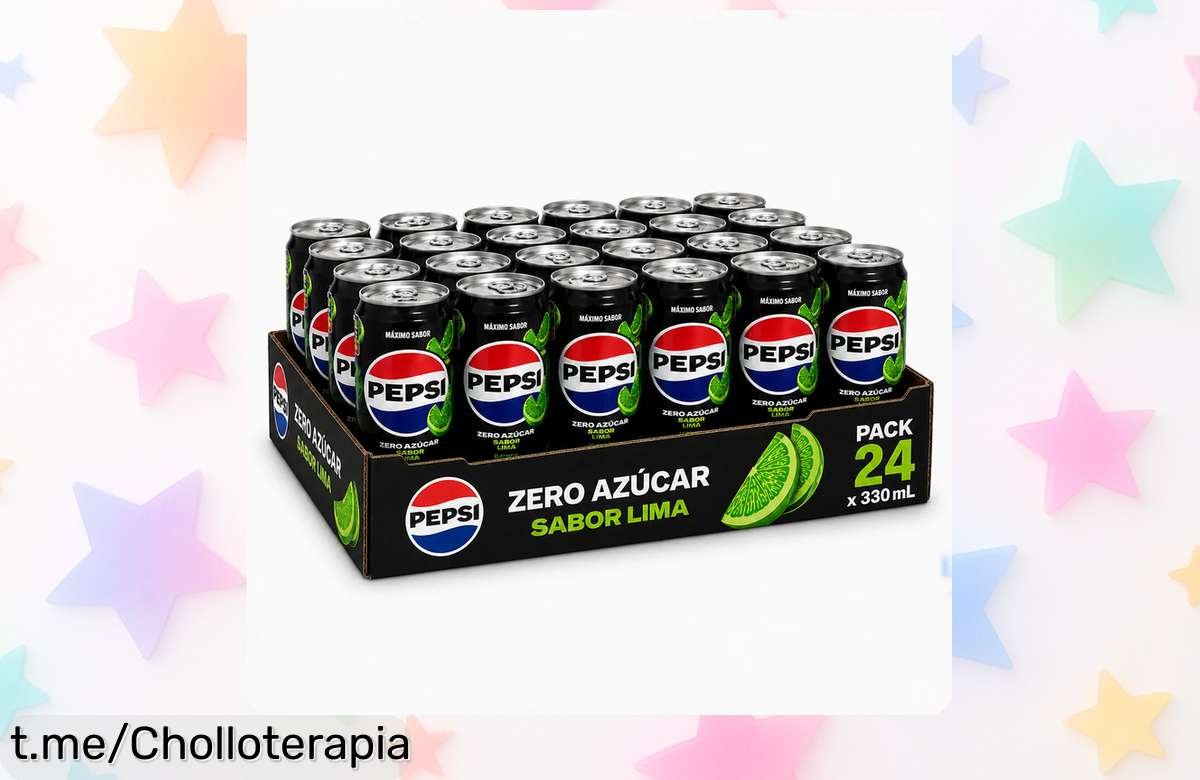 Pack de 24 latas de Pepsi sabor lima Zero azúcar a precio loco: ¡refresca tu día sin culpas! No dejes pasar este chollo irresistible y vive momentos únicos.