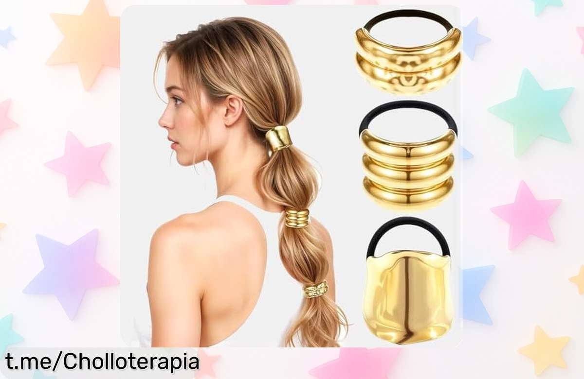 Pack de 3 coleteros metálicos dorados que dan estilo a tu look y aguantan todo, aprovecha este ofertón increíble antes de que se acaben y resalta tu elegancia cada día.