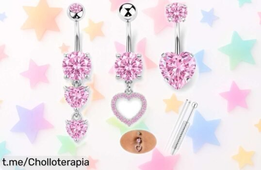 Pack de 3 piercings para el ombligo LOLIAS, un super chollo que te hará brillar y cambiar de look sin esfuerzo. ¡No te quedes sin estos preciosos colgantes!