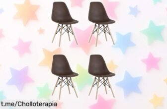 Pack de 4 sillas de comedor Minimal DECO con diseño nórdico y patas de madera natural, ¡ahora a un precio increíble que no podrás dejar pasar! Renueva tu hogar ya.