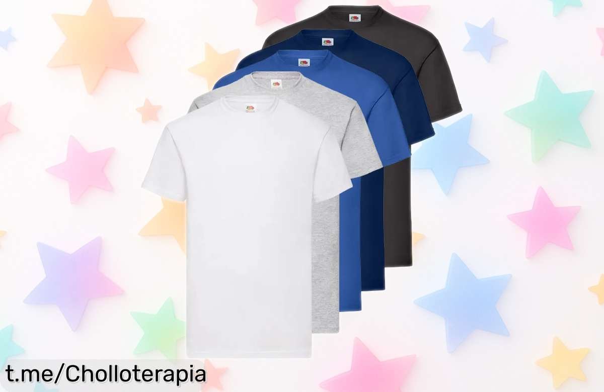 Pack de 5 camisetas suaves Fruit Of The Loom a precio loco, la oportunidad perfecta para renovar tu armario y lucir genial todos los días ¡No te quedes sin ellas!