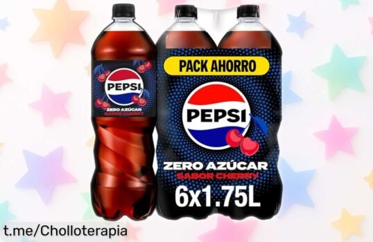 Pack de 6 botellas de Pepsi Zero Cherry a un precio loco, disfruta del sabor a cereza sin azúcares ni calorías y sorprende a tu familia con esta oferta irresistible. ¡Llena tu nevera ya!