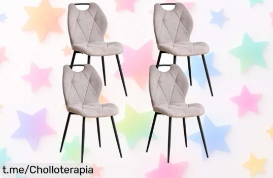 Pack de sillas nórdicas GrandCA HOME con tela de terciopelo, ¡ofertón que transforma tu comedor! Precio locos para hacerlo único sin romper la hucha. ¡Cómpralas ya antes de que se escapen!