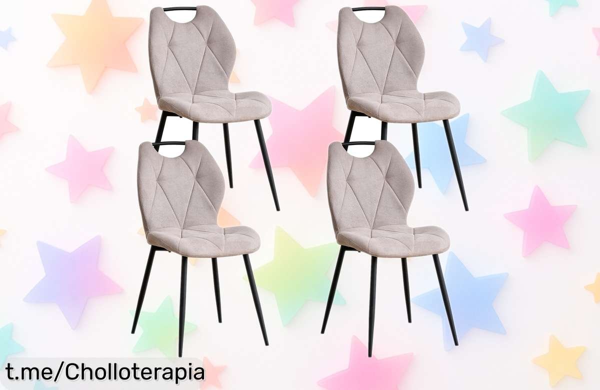 Pack de sillas nórdicas GrandCA HOME con tela de terciopelo, ¡ofertón que transforma tu comedor! Precio locos para hacerlo único sin romper la hucha. ¡Cómpralas ya antes de que se escapen!