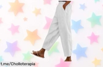 Pantalones amplios 7/8 de algodón y lino CheChury a precio de ganga, perfectos para sentirte ligera y chic en cada paso. ¡No te los puedes perder!