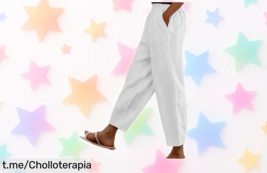 Pantalones amplios 7/8 de algodón y lino CheChury a precio de ganga, perfectos para sentirte ligera y chic en cada paso. ¡No te los puedes perder!