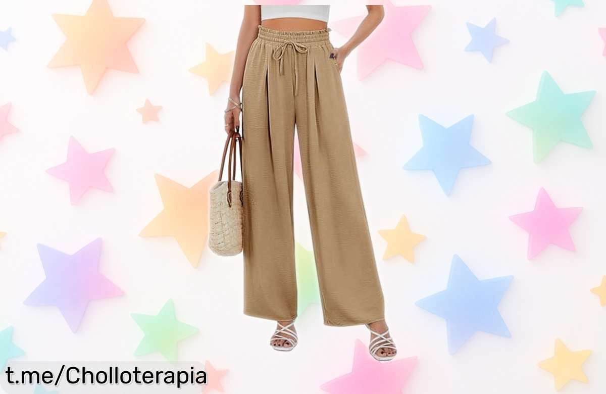 Pantalones anchos CMTOP con cintura elástica y bolsillos grandes, la super opción para destacar tu estilo casual a un precio que no puedes dejar pasar