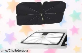 Parasol plegable Woukksy para coche: chollazo que enfría el interior, con 10 varillas reforzadas y mango flexible. No dejes pasar esta oferta y protege tu viaje del calor ya mismo.