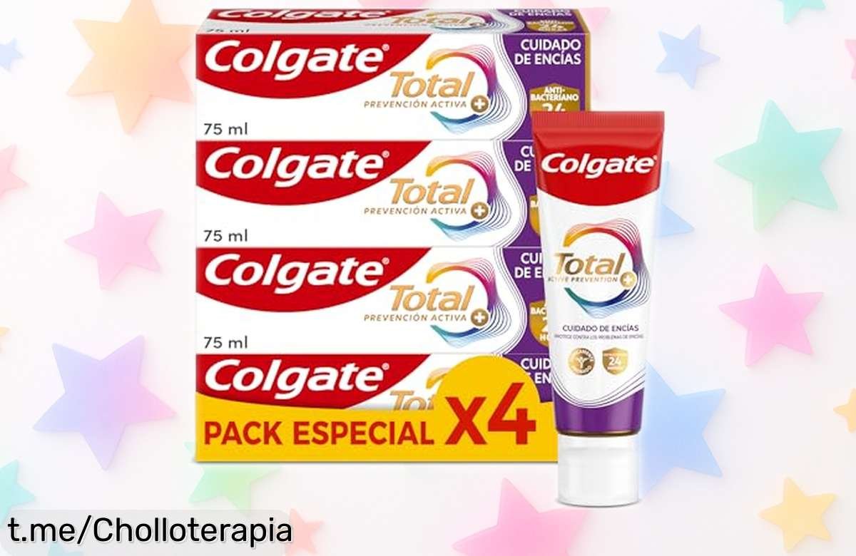 Pasta de dientes Colgate Total Prevención Activa en pack 4x75ml, un ofertón que cuida tus encías y combate la placa ¡No dejes pasar esta oportunidad increíble para sonreír con confianza!