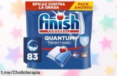 Pastillas Finish Quantum Infinity Shine: 83 cápsulas para una vajilla brillante y sin grasa, ¡no te pierdas este precio de escándalo que hará brillar tu vida!