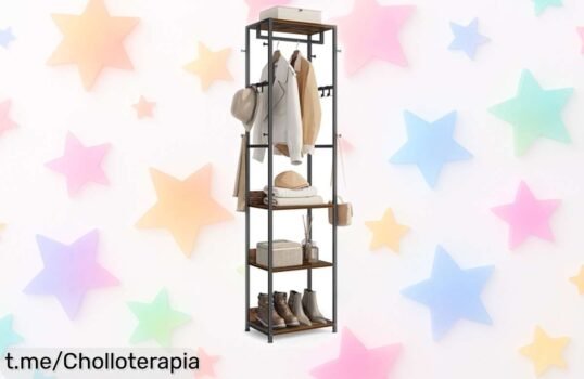 Perchero compacto VASAGLE con estantes a un precio de locura para que tu hogar esté siempre ordenado; date prisa, es el momento perfecto para llevarte este chollo.