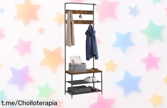 Perchero zapatero con banco Vasagle, elegante y funcional: aprovecha el descuento brutal que lo hace perfecto para tu hogar, ¡te sorprenderá cómo mejorará tu espacio!