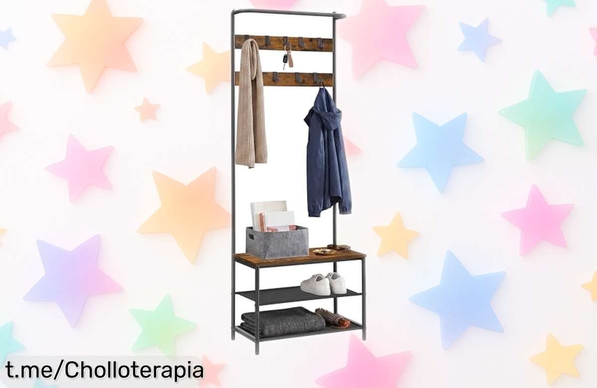 Perchero zapatero con banco Vasagle, elegante y funcional: aprovecha el descuento brutal que lo hace perfecto para tu hogar, ¡te sorprenderá cómo mejorará tu espacio!
