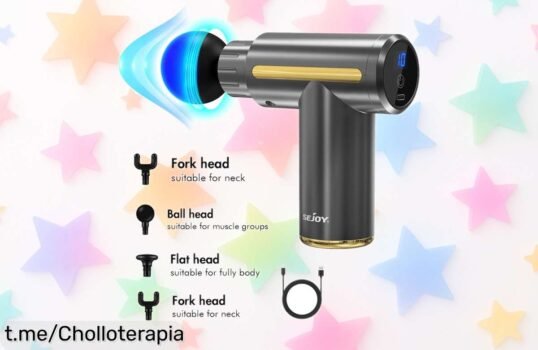 Pistola de masaje muscular con pantalla LED que alivia tensiones y dolores en casa a un precio loco, ¡no dejes escapar esta oferta exclusiva para sentirte genial!