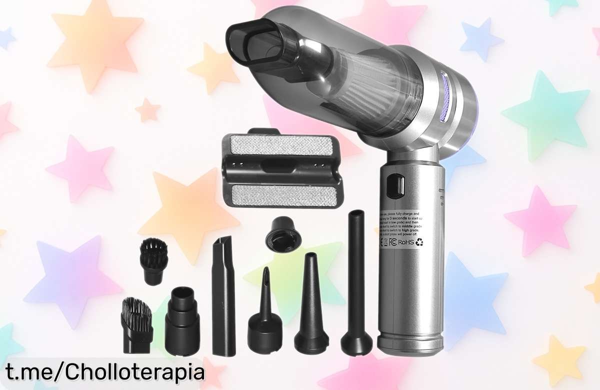 Potente aspirador de mano inalámbrico LED ATOMANT, una oportunidad increíble para limpiar coche y casa al instante; ¡no dejes escapar este chollo que te facilitará la vida!