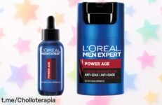 Potente pack de cuidado facial anti-edad L'Oréal Paris Men Expert con sérum y crema hidratante 24 h, ¡alcanzarás una piel renovada antes que te des cuenta!