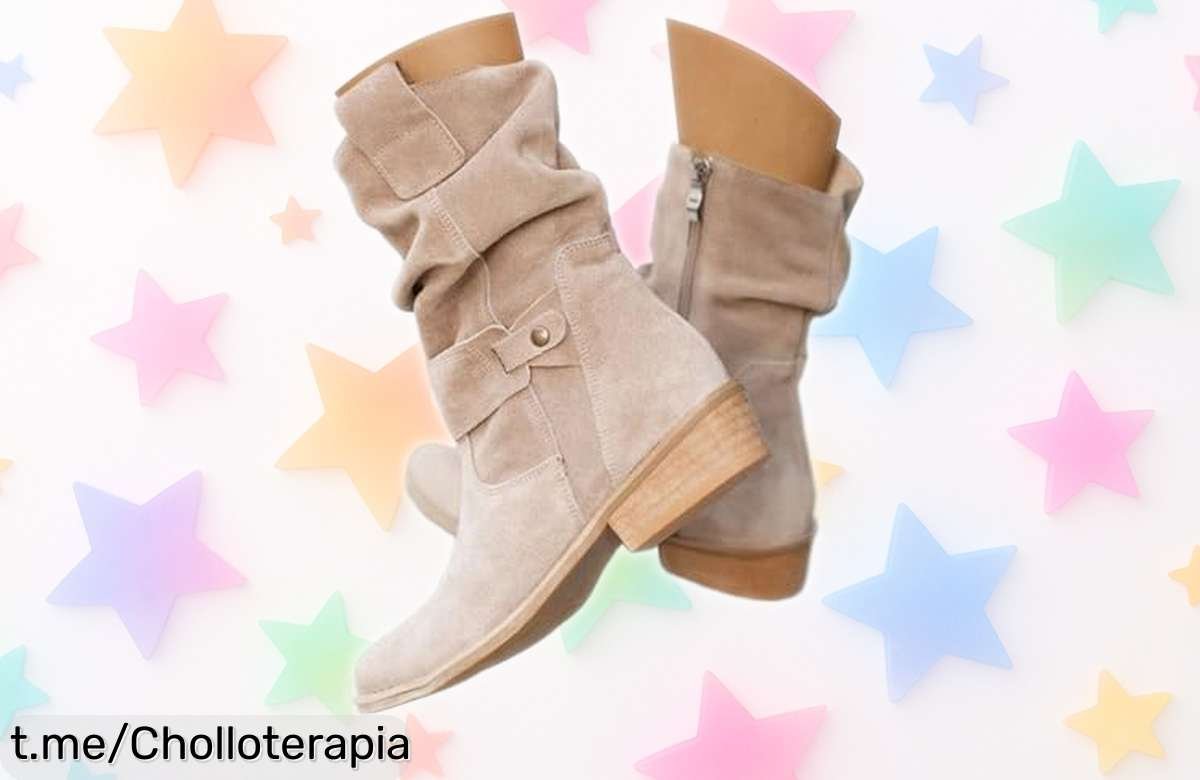Preciados botines de ante sintético con tacón bajo y cremallera a precio de risa, para que cada paso sea seguro y elegante ¡aprovéchalos antes de que vuelen!