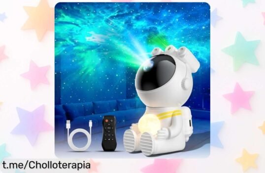 Proyector de estrellas y galaxias estilo astronauta que convierte tu habitación en un cielo mágico; ¡oferta única con brillo ajustable y mando a distancia, no te lo pierdas!