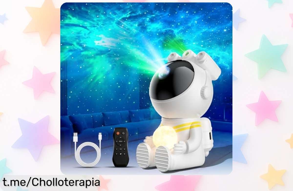 Proyector de estrellas y galaxias estilo astronauta que convierte tu habitación en un cielo mágico; ¡oferta única con brillo ajustable y mando a distancia, no te lo pierdas!