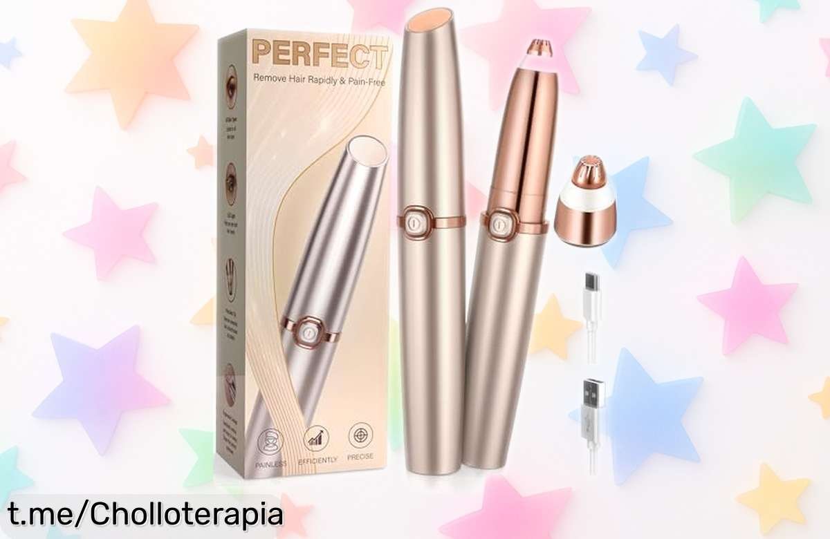 Rasuradora facial eléctrica para mujer con luz LED y recarga USB, ¡rebajada a un precio loco! Dale forma a tu belleza sin esfuerzo y siente la frescura de tener todo en tus manos.
