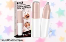 Rasuradora facial eléctrica para mujer que define cejas y elimina vello fino con precisión, precio loco en oferta regaladísima, tu piel suave te lo agradecerá ¡aprovéchalo ya!