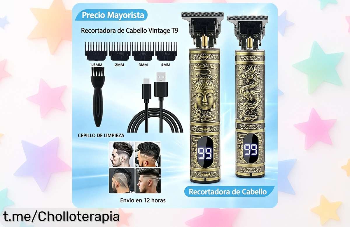 Recortadora de pelo inalámbrica con diseño dragón dorado, precio tirado y cortes perfectos para que luzcas espectacular; ¡no te quedes sin la tuya ante esta oportunidad única!