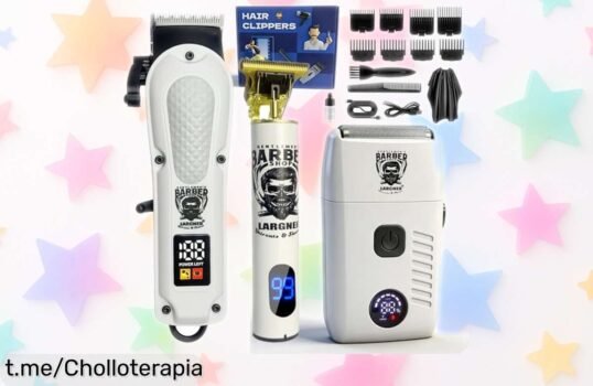 Recortadora de pelo y barba inalámbrica con más de 8 peines, ¡super chollo para lograr tu estilo perfecto en casa! No esperes más y luce increíble hoy mismo.