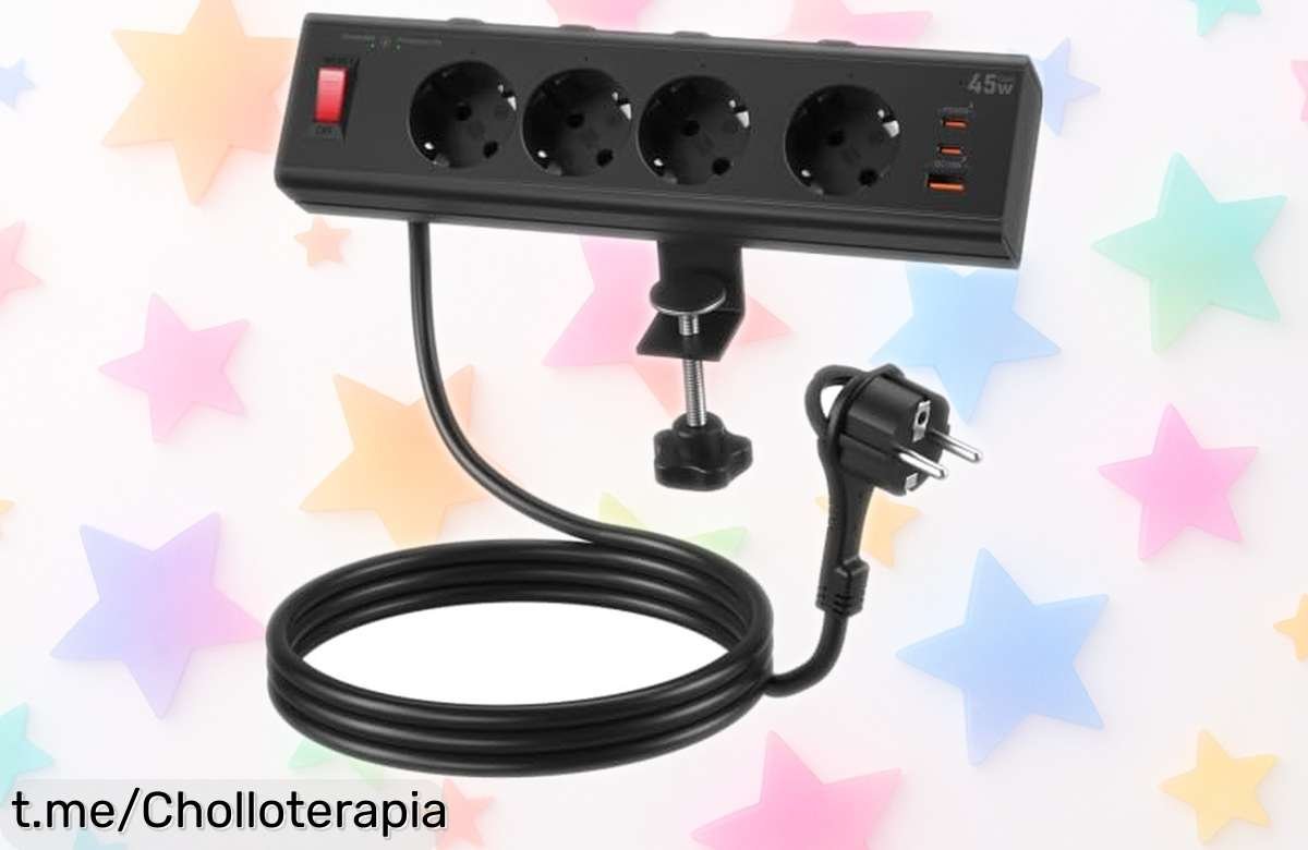 Regleta de escritorio con USBC GaN de 45W y carga rápida, ¡rebaja loca! Controla tus tomas como quieras y aprovecha esta oportunidad para tenerlo ya en tu mesa.