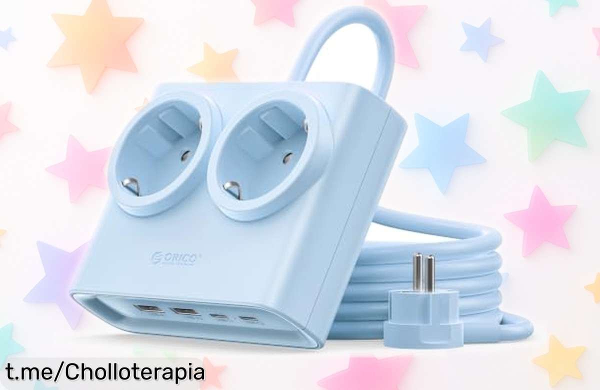 Regleta plana con 2 enchufes y 4 USB de ORICO: ¡ofertón imperdible para cargar todo sin enredos! Aprovecha este precio loco antes de que desaparezca, tu comodidad te lo agradecerá.