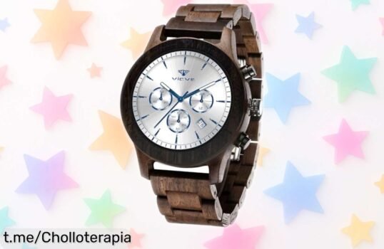 Reloj de pulsera de madera VICVS, elegante y natural, con cronógrafo y luz: ¡aprovecha este precio increíble antes que se acabe! Regala estilo y sorpresa hoy mismo.
