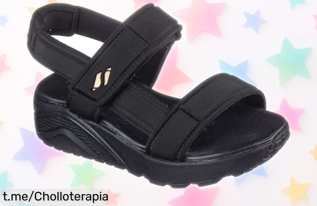 Sandalias Skechers con diseño en T y correa adaptable, el chollo que tus pies estaban esperando a un precio de ganga que no querrás dejar pasar. ¡Cómpralas ya!