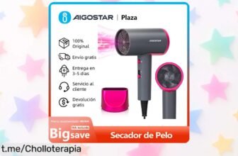 Secador de pelo iónico ligero y compacto con 2200W a un precio loco que no puedes dejar pasar; dale a tu cabello el secado rápido que se merece y siéntete espectacular.