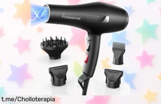 Secador de pelo profesional Dekuri con función iónica y difusor, ¡aplica el cupón ahora y aprovecha este chollazo que dejará tu cabello espectacular!