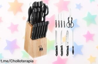 Set completo de 15 cuchillos Renberg Tenessy con acero inoxidable y tacoma de madera a precio loco, ¡mejora tu cocina ya y siente la magia en cada corte!