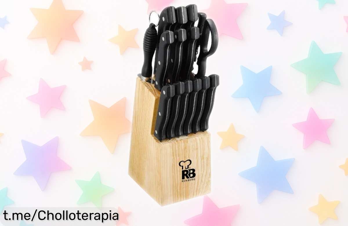 Set de 15 cuchillos de acero inoxidable Renberg Tenesse, calidad impresionante a un precio loco que te hará sentir como un chef en casa. ¡No dejes pasar esta oferta única!