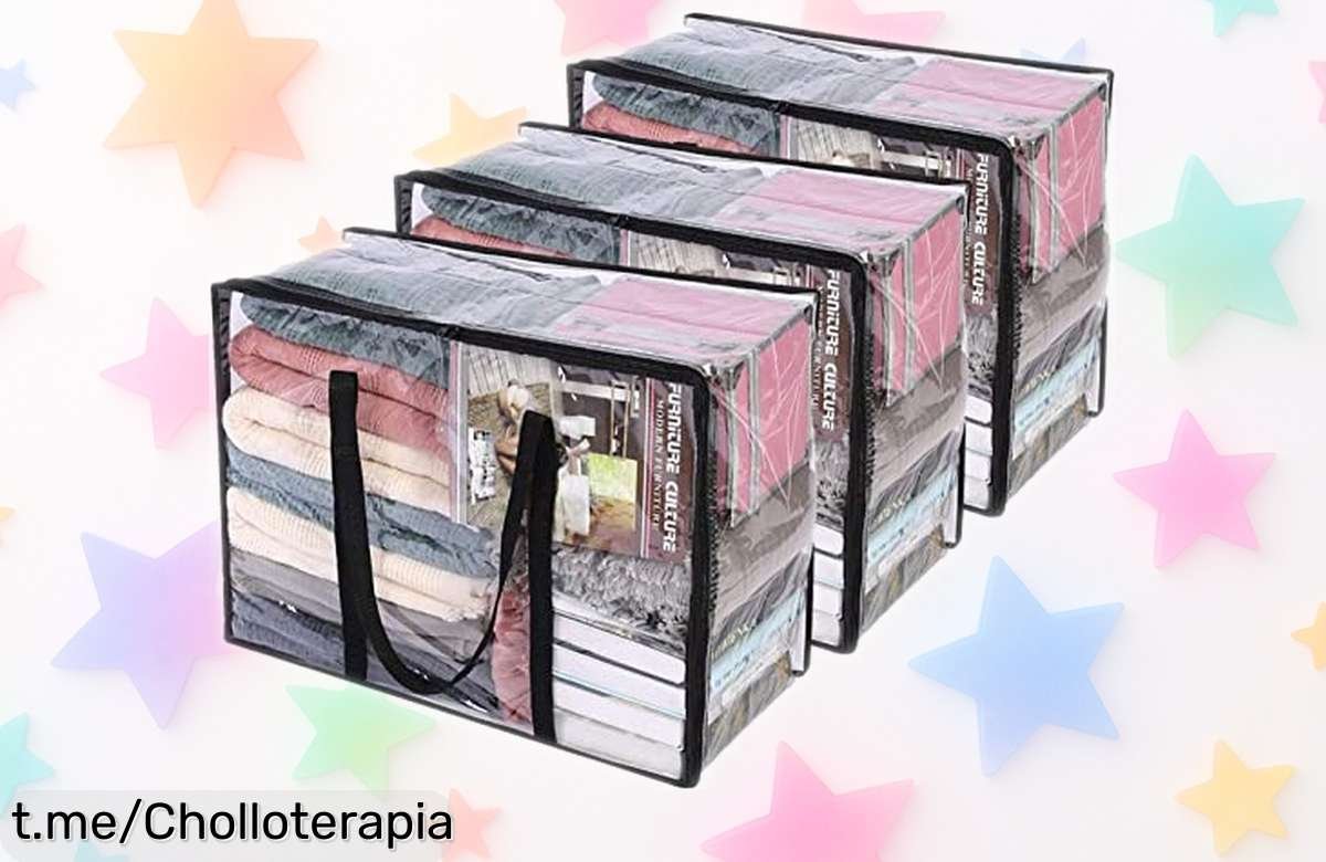 Set de 3 bolsas transparentes Vieshful para organizar tu ropa, ¡precio alucinado y súper práctico! Aprovecha esta oferta antes de que desaparezca y ordena sin estrés.