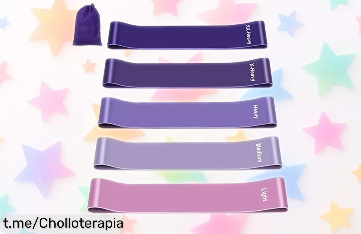 Set de 5 gomas elásticas Fokky para entrenar en casa con resistencia y progresar a tu ritmo: ¡No te pierdas este chollazo total que mejorará tus entrenamientos!