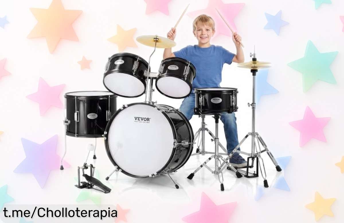 Set de batería para niños VEVOR con 5 piezas, un ofertón increíble que hará vibrar su pasión por la música. ¡No dejes pasar esta oportunidad única y despierta su talento ya!