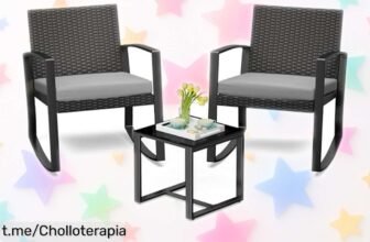 Set de jardín Bealife con 2 mecedoras resistentes y mesa auxiliar, un ofertón que te hará disfrutar del aire libre como nunca antes, ¡no dejes pasar esta oportunidad única!