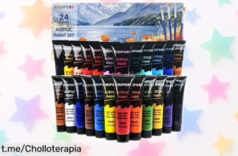 Set de pinturas acrílicas Kinspory con 24 tubos y 4 pinceles en un precio rebajado que no volverás a ver; ¡deja volar tu creatividad sin complicaciones!