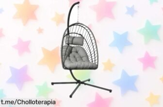 Silla colgante de ratán Outsunny con cojín, el super chollo que transforma tu terraza en un oasis; ¡póntela ya y disfruta del mejor relax!