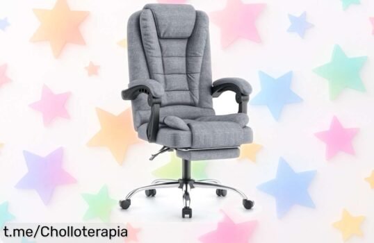 Silla de oficina Naspaluro con reposapiés y súper resistencia, ¡no te la pierdas a un precio que no se ve todos los días! Tu compi ideal para largas jornadas.