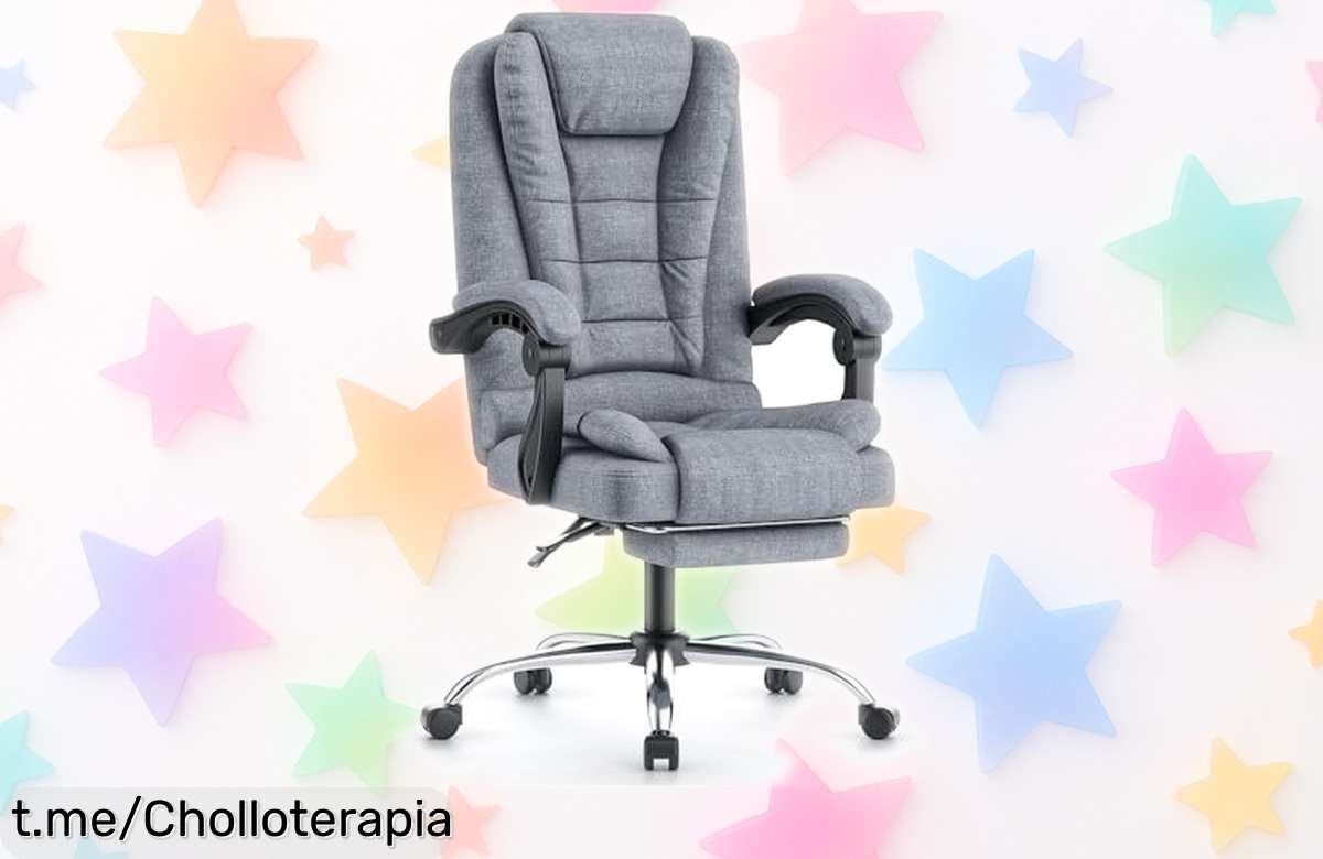 Silla de oficina Naspaluro con reposapiés y súper resistencia, ¡no te la pierdas a un precio que no se ve todos los días! Tu compi ideal para largas jornadas.