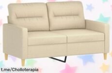 Sofá compacto de 2 plazas vidaXL en tela crema, precio regalado que transforma tu salón y te brinda confort ¡No dejes pasar esta oportunidad única!