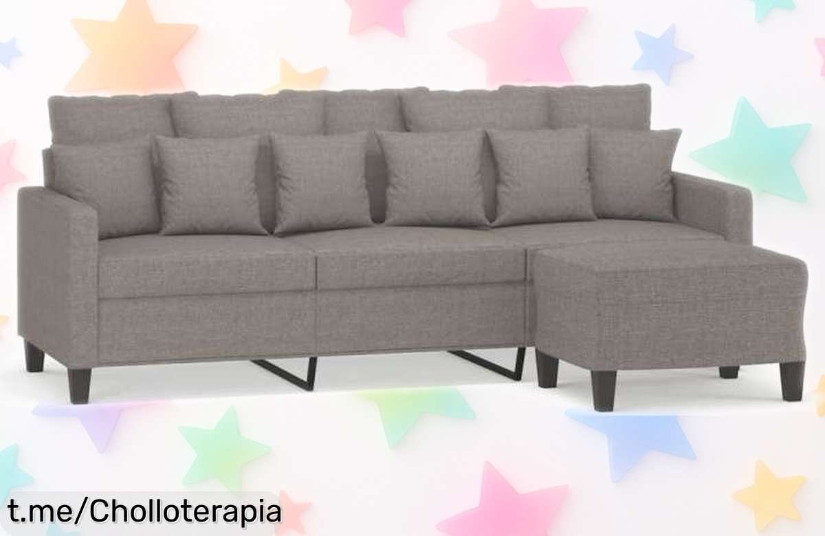 Sofá de 3 plazas con taburete gris taupe vidaXL, una ganga increíble para transformar tu salón a un precio que te hará sonreír ¡No dejes escapar esta oportunidad!
