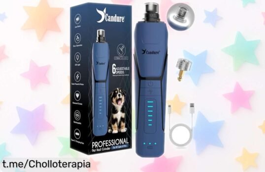 Sorprendente molino de uñas recargable Candure con luces LED y cinco velocidades ajustables, precio rebajado para que tus mascotas luzcan perfectas sin estrés. ¡No te lo pierdas!